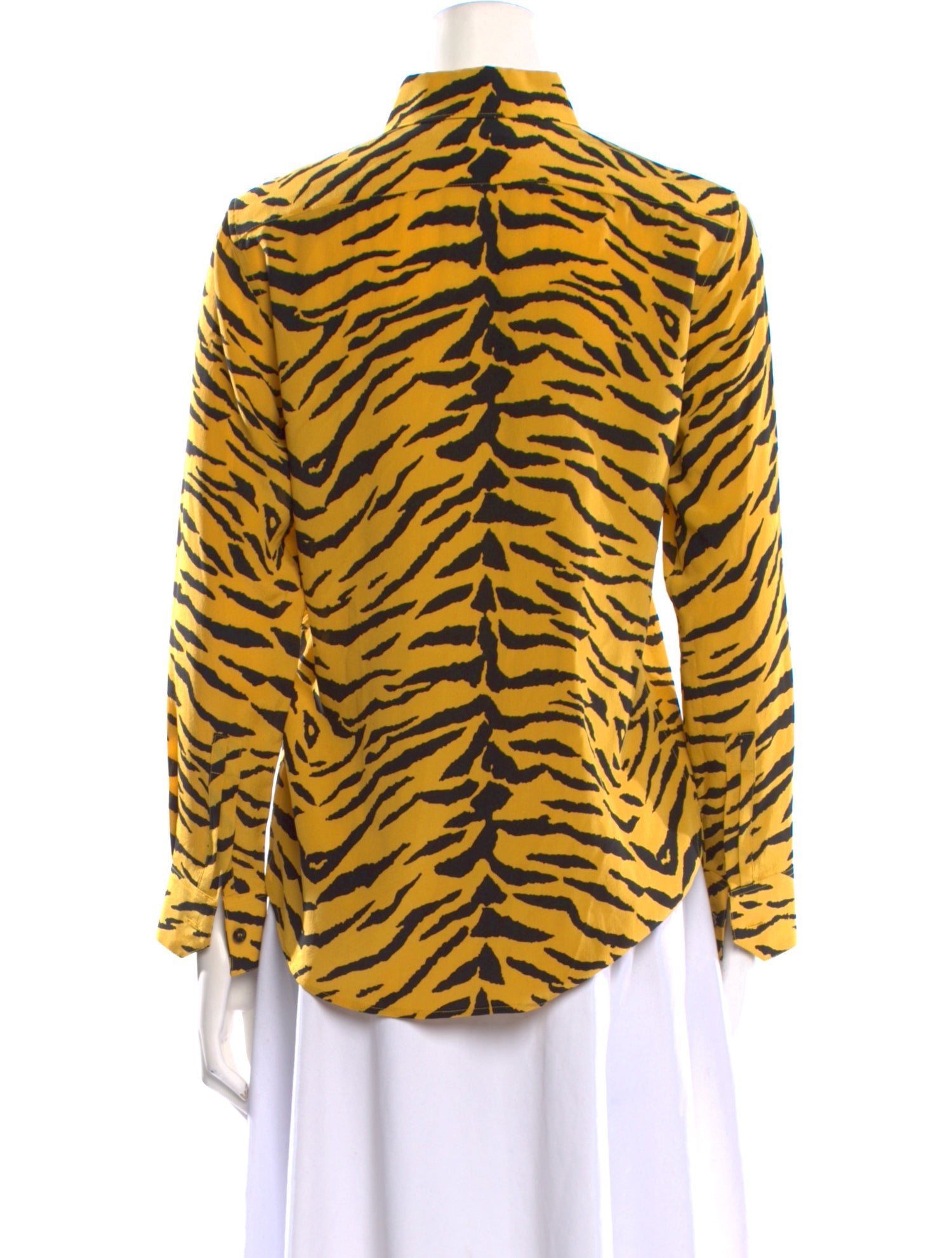 Saint Laurent Silk Animal Print Button-Up Top